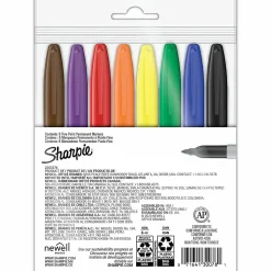 Sharpie® Permanent Fine-Point Markers, Assorted Colors, Pack Of 8 Markers