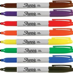 Sharpie® Permanent Fine-Point Markers, Assorted Colors, Pack Of 8 Markers