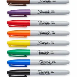 Sharpie® Permanent Fine-Point Markers, Assorted Colors, Pack Of 8 Markers