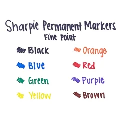 Sharpie® Permanent Fine-Point Markers, Assorted Colors, Pack Of 8 Markers