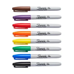 Sharpie® Permanent Fine-Point Markers, Assorted Colors, Pack Of 8 Markers