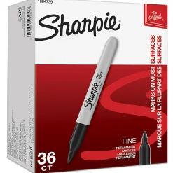 Sharpie® Permanent Fine-Point Markers, Black, Pack Of 36