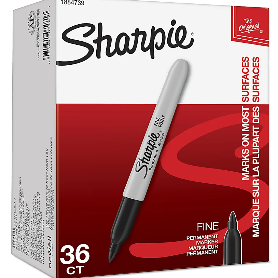 Sharpie® Permanent Fine-Point Markers, Black, Pack Of 36