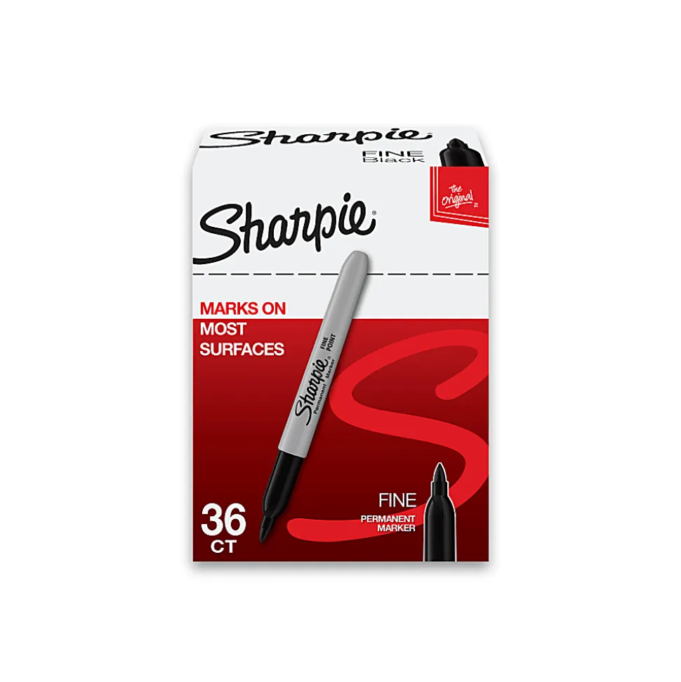 Sharpie® Permanent Fine-Point Markers, Black, Pack Of 36