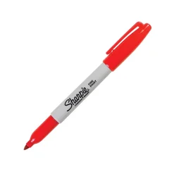 Sharpie® Permanent Fine-Point Markers, Red, Pack Of 12 Markers