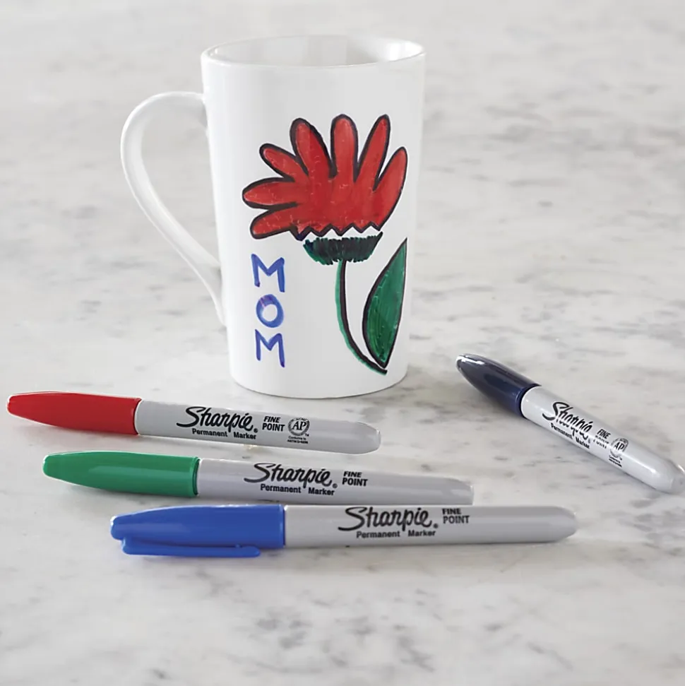 Sharpie® Permanent Fine-Point Markers, Assorted Colors, Pack Of 5 Markers