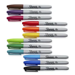 Sharpie® Permanent Fine-Point Markers, Assorted Colors, Pack Of 12 Markers