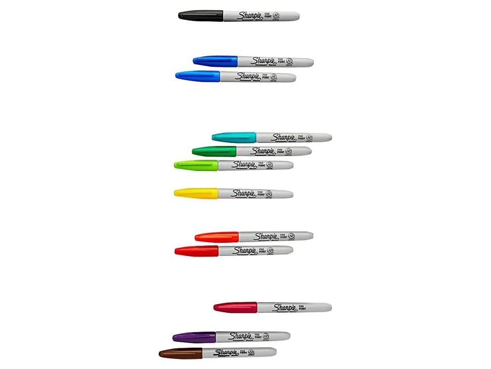 Sharpie® Permanent Fine-Point Markers, Assorted Colors, Pack Of 12 Markers
