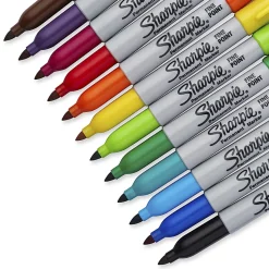 Sharpie® Permanent Fine-Point Markers, Assorted Colors, Pack Of 12 Markers