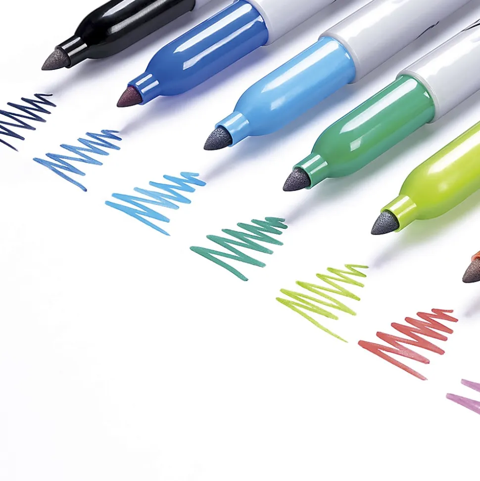 Sharpie® Permanent Fine-Point Markers, Assorted Colors, Pack Of 12 Markers