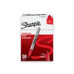 Sharpie® Permanent Fine-Point Markers, Red, Pack Of 36