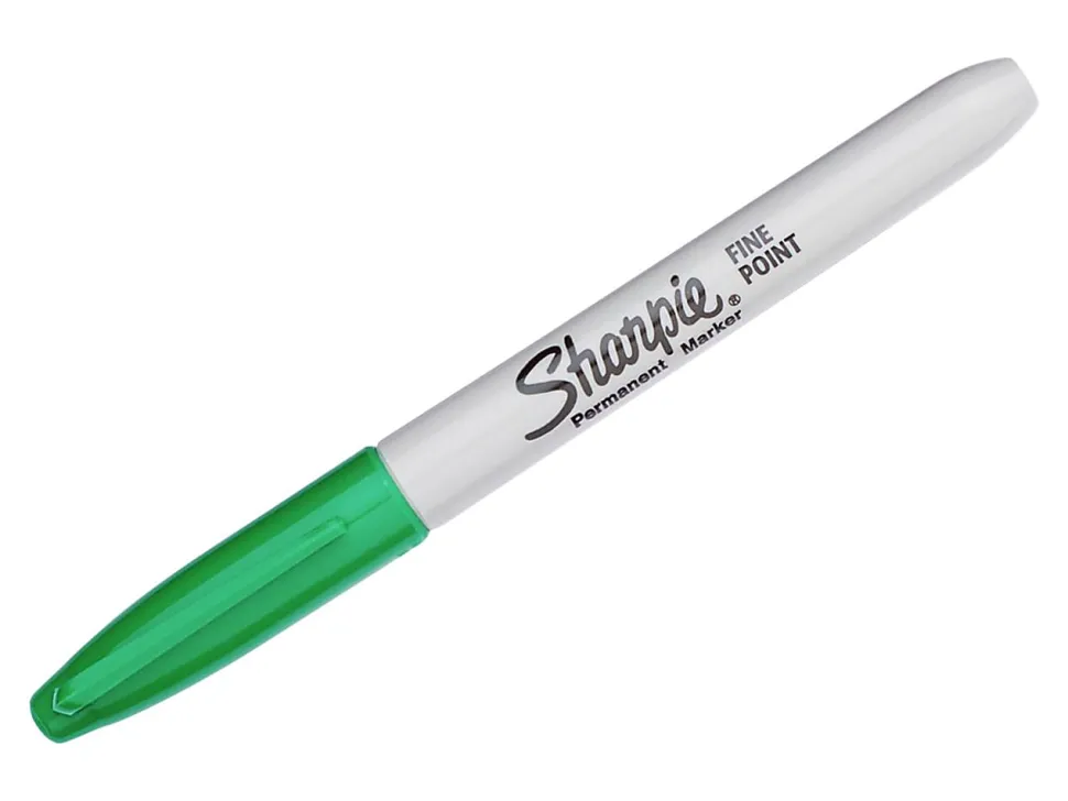 Sharpie® Permanent Fine-Point Markers, Green, Pack Of 12