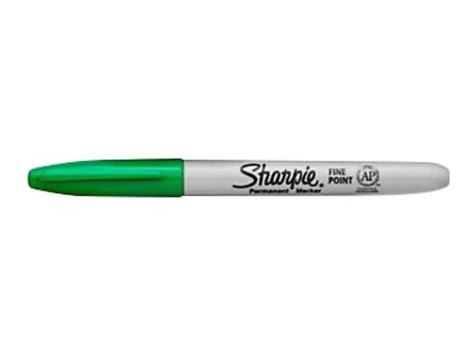 Sharpie® Permanent Fine-Point Markers, Green, Pack Of 12