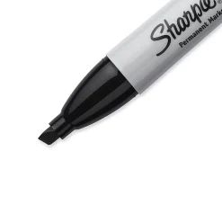 Sharpie® Permanent Markers, Chisel Tip, Black Ink, Pack Of 12 Markers