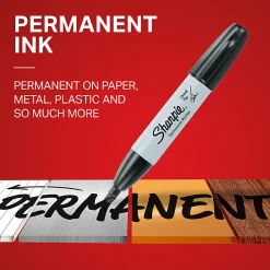 Sharpie® Permanent Markers, Chisel Tip, Gray Barrel, Black Ink, Pack Of 36 Markers