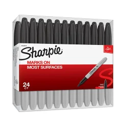 Sharpie® Permanent Markers, Fine Point, Black Ink, Pack Of 24