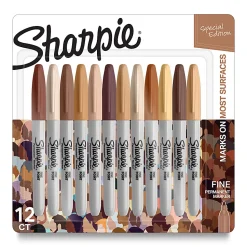 Sharpie® Permanent Markers, Fine Point, Portrait Colors, Pack Of 12 Markers