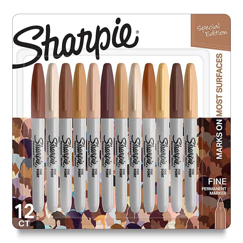 Sharpie® Permanent Markers, Fine Point, Portrait Colors, Pack Of 12 Markers