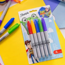 Sharpie Permanent Markers, Toy Story 5 Packaging, Assorted, Fine Point, 5 Count