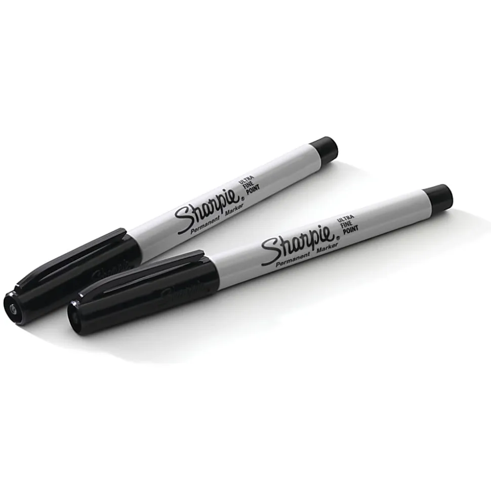 Sharpie® Permanent Ultra-Fine Point Markers, Black, Pack of 2 Markers