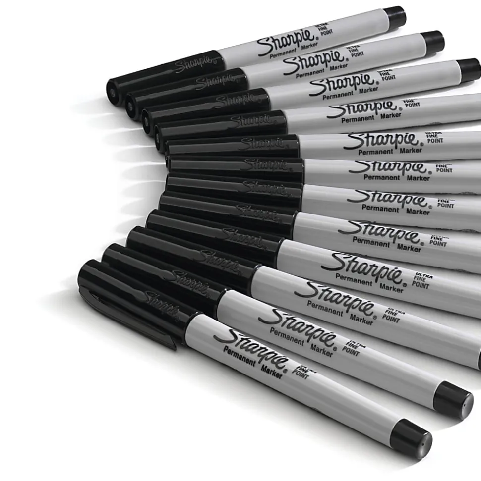Sharpie® Permanent Ultra-Fine Point Markers, Black, Pack Of 12 Markers