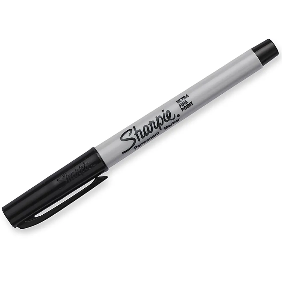 Sharpie® Permanent Ultra-Fine Point Markers, Black, Pack Of 12 Markers