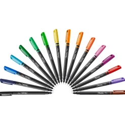 Sharpie® Porous Art Pens, Fine Point, 0.4 mm, Black Barrel, Assorted Ink Colors, Pack Of 24