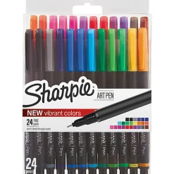Sharpie® Porous Art Pens, Fine Point, 0.4 mm, Black Barrel, Assorted Ink Colors, Pack Of 24