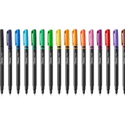 Sharpie® Porous Art Pens, Fine Point, 0.4 mm, Black Barrel, Assorted Ink Colors, Pack Of 24