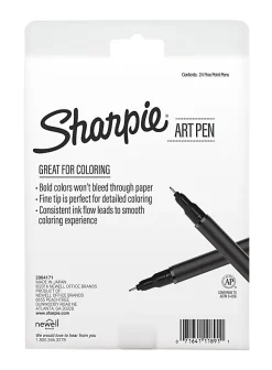 Sharpie® Porous Art Pens, Fine Point, 0.4 mm, Black Barrel, Assorted Ink Colors, Pack Of 24