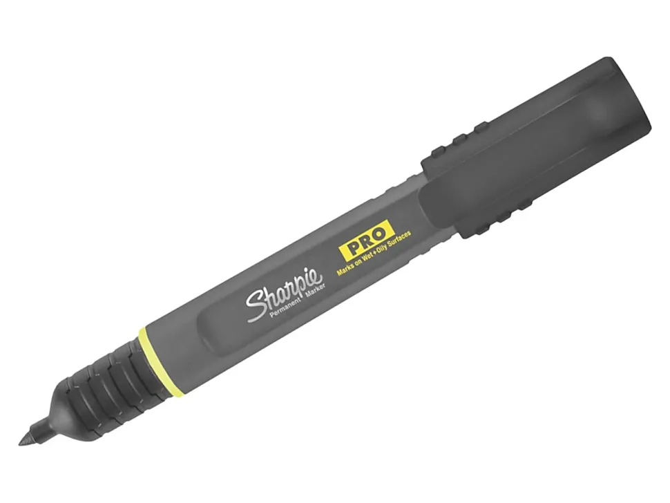 Sharpie® PRO Permanent Markers, Chisel Tip, Medium Point, Black/Gray Barrel, Black Ink, Pack Of 12 Markers