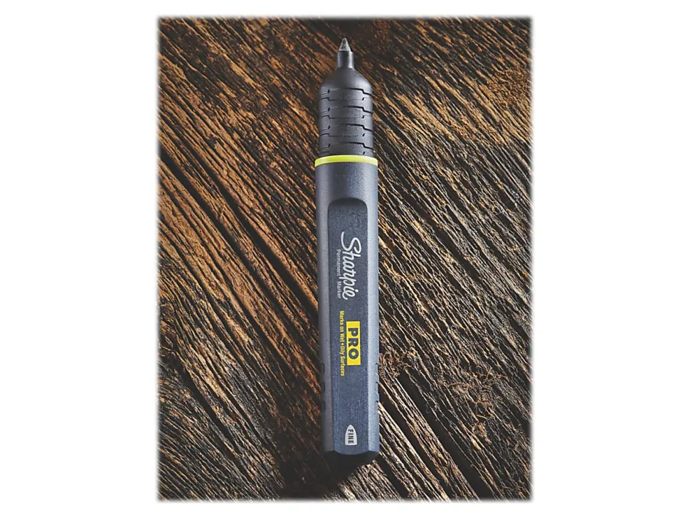 Sharpie® PRO Permanent Markers, Chisel Tip, Medium Point, Black/Gray Barrel, Black Ink, Pack Of 12 Markers