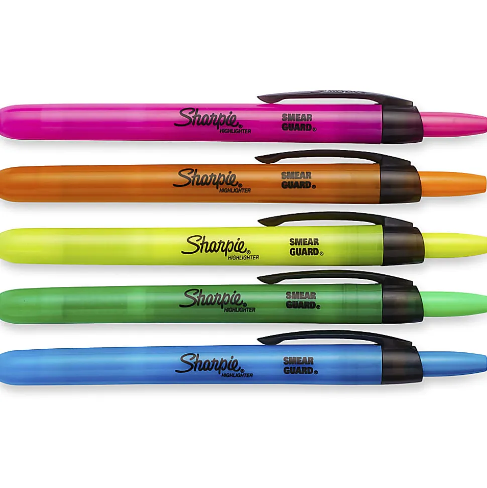 Sharpie® Retractable Highlighters, Assorted Colors, Pack Of 5