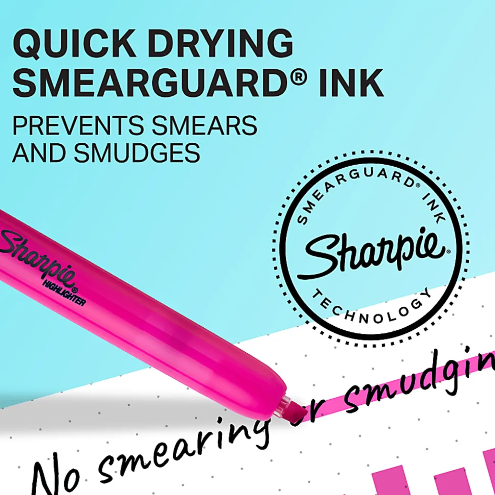 Sharpie® Retractable Highlighters, Fluorescent Yellow, Pack Of 12