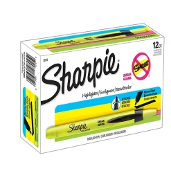 Sharpie® Retractable Highlighters, Fluorescent Yellow, Pack Of 12