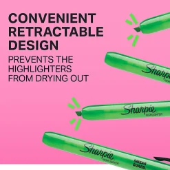 Sharpie® Retractable Highlighters, Fluorescent Yellow, Pack Of 12