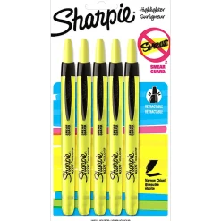 Sharpie® Retractable Highlighters, Narrow Chisel Tip, Yellow, 5 Count