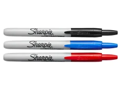 Sharpie® Retractable Permanent Markers, Fine Point, Assorted Colors, Pack Of 3 Markers