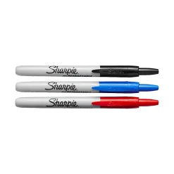 Sharpie® Retractable Permanent Markers, Fine Point, Assorted Colors, Pack Of 3 Markers