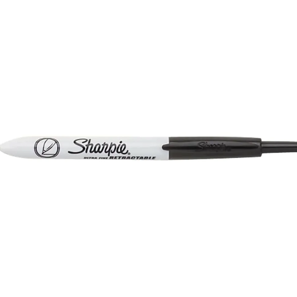 Sharpie® Retractable Permanent Markers, Ultra-Fine Point, Black, Pack Of 3 Markers