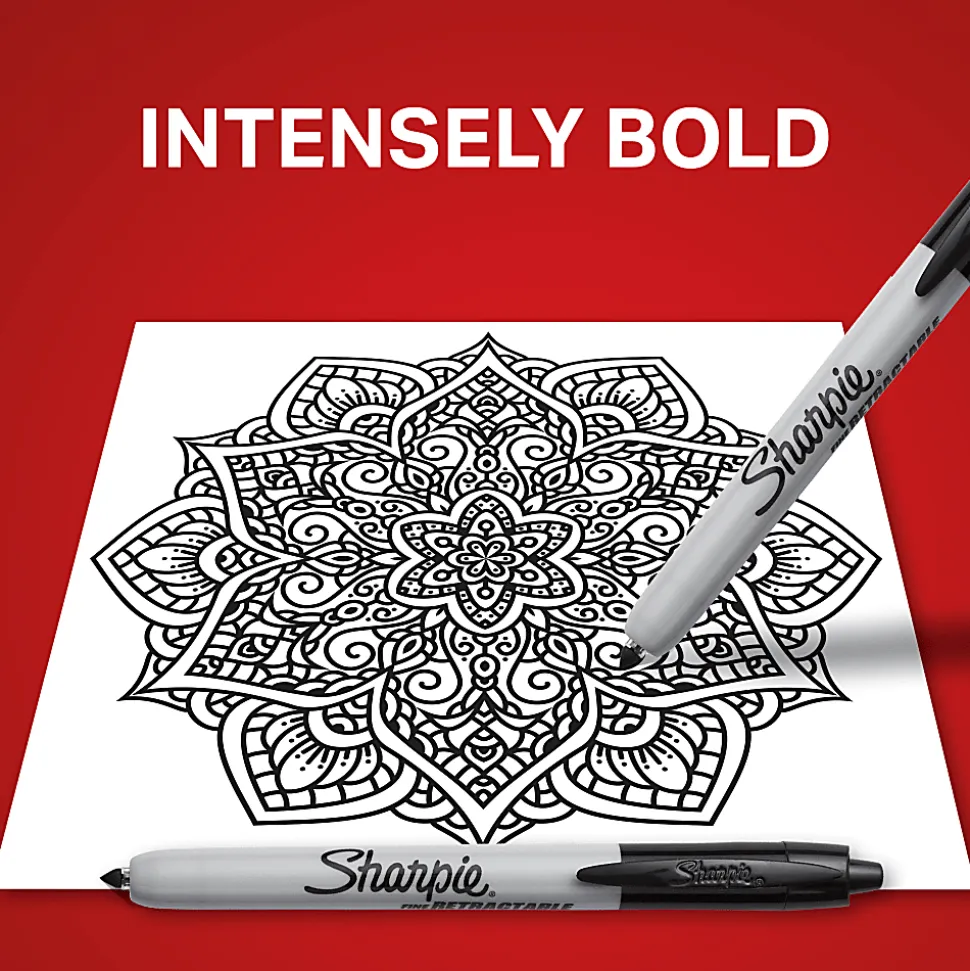 Sharpie® Retractable Permanent Markers, Fine Point, Red, Box Of 12