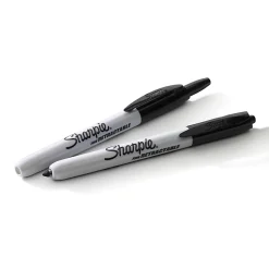 Sharpie® Retractable Permanent Markers, Fine Point, Black, Box Of 12