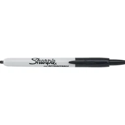 Sharpie® Retractable Permanent Markers, Fine Point, Black, Box Of 12