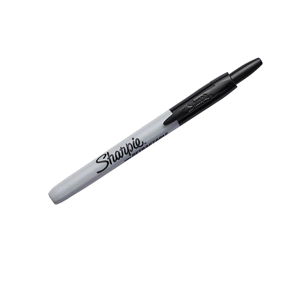 Sharpie® Retractable Permanent Markers, Fine Point, Black, Pack Of 3 Markers