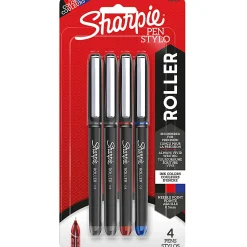 Sharpie Rollerball Pen, Needle Point, 0.5mm, Assorted Colors, Pack Of 4