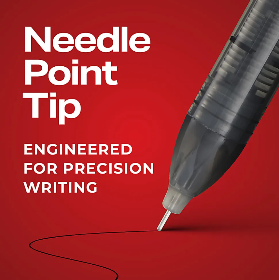 Sharpie® Rollerball Pens, Needle Point, 0.5 mm, Red Ink, Pack Of 12