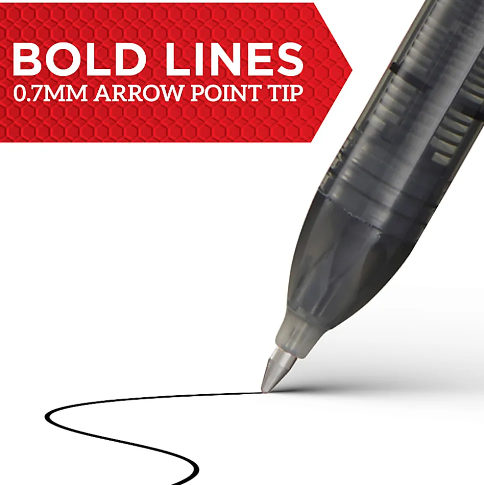 Sharpie® Roller Pens, Arrow Point, 0.7 mm, Black Barrel, Black Ink, Pack Of 12 Pens