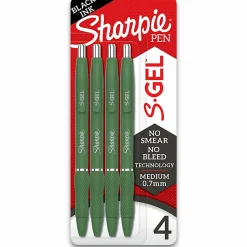 Sharpie S-Gel Fashion Barrel Gel Pens, Medium Point, 0.7 mm, Green Barrels, Black Ink, Pack Of 4 Pens