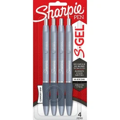 Sharpie® S-Gel Fashion Barrel Gel Pens, Medium Point, 0.7 mm, Blue Barrel, Black Ink, Pack Of 4 Pens