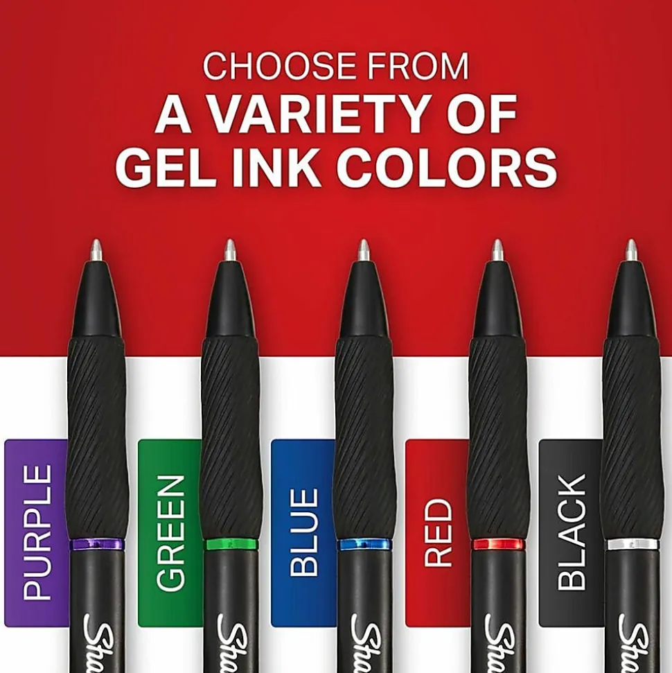 Sharpie S-Gel, Gel Pens, Fine Point (0.5mm), Black Ink Gel Pen, 4 Count